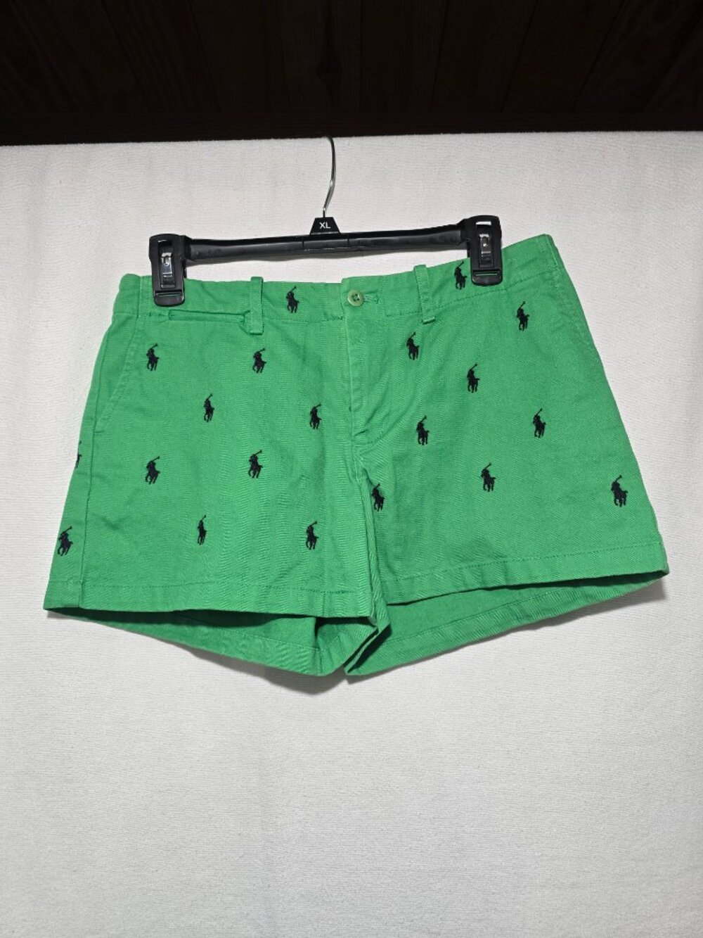 Ralph Lauren Sport Green All Over Black Polo Player Logo Shorts Size 4 GUC
